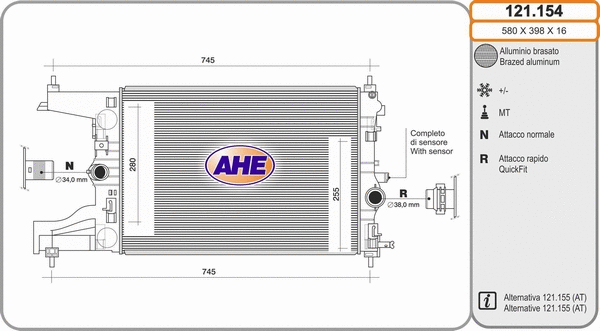 Radiator, engine cooling (121.154)