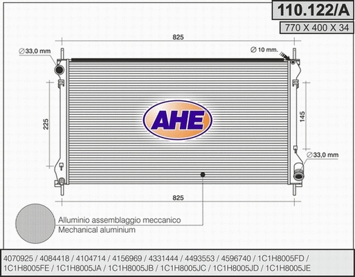Radiator, engine cooling (110.122/A)