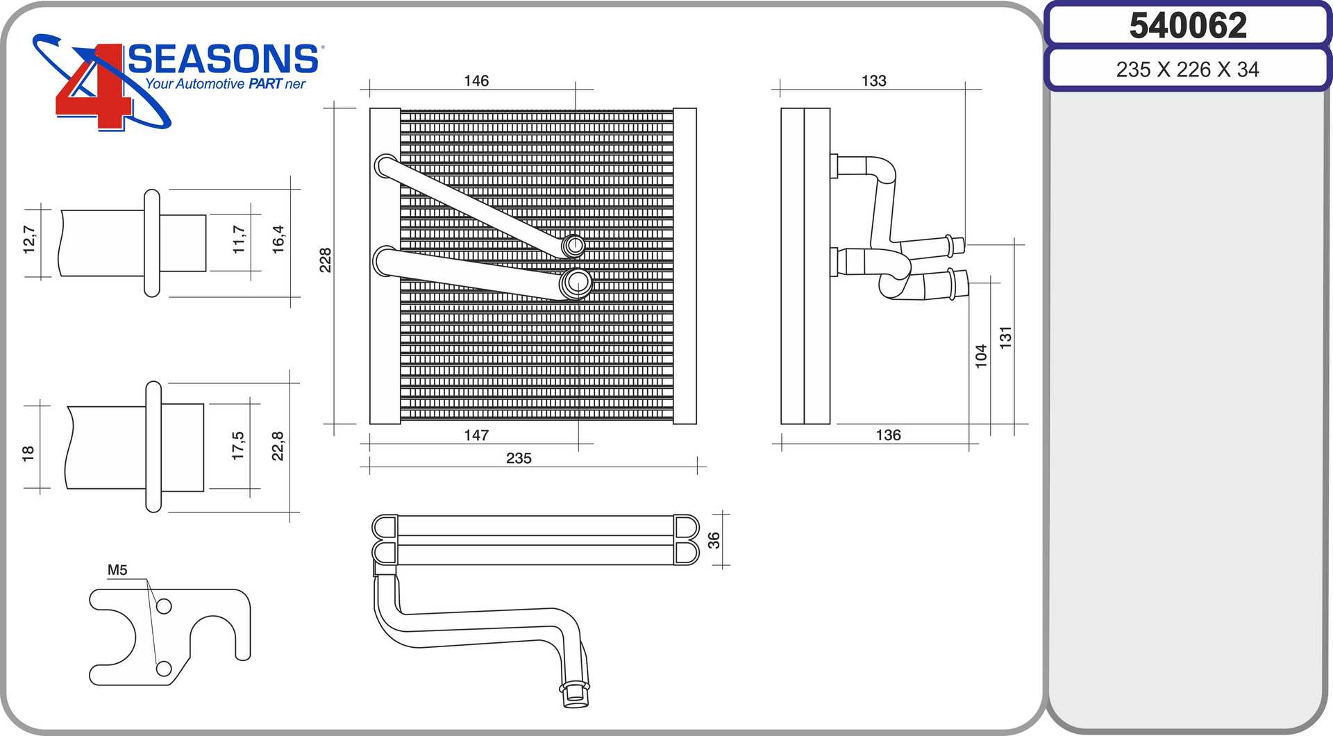 Evaporator, air conditioning (540062)