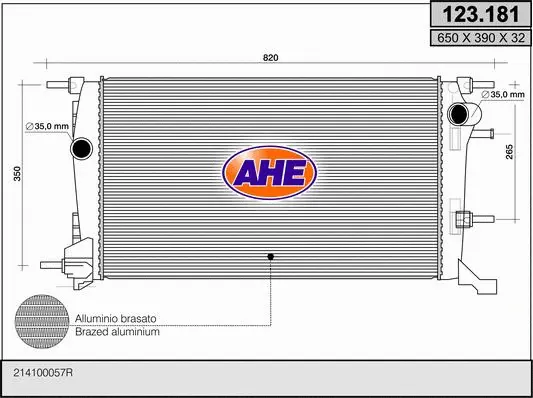 Radiator, engine cooling (123.181)