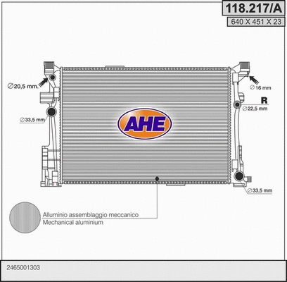 Radiator, engine cooling (118.217/A)