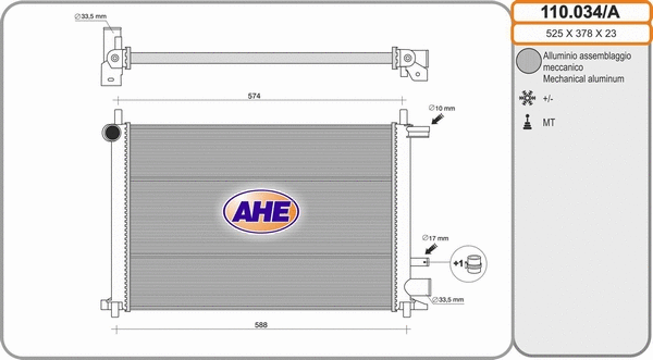 Radiator, engine cooling (110.034/A)