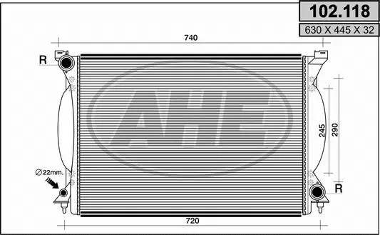 Radiator, engine cooling (102.118)