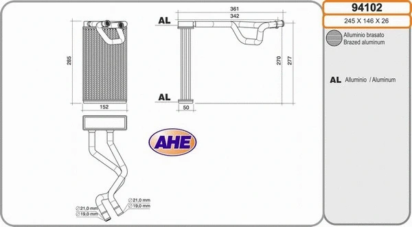 Heat Exchanger, interior heating (94102)