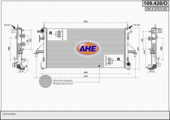Radiator, engine cooling (109.426/O)