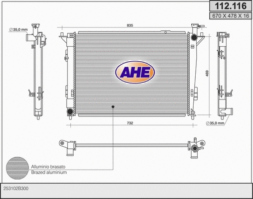 Radiator, engine cooling (112.116)