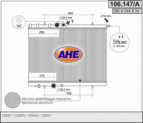 Radiator, engine cooling (106.147/A)