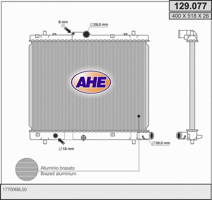 Radiator, engine cooling (129.077)