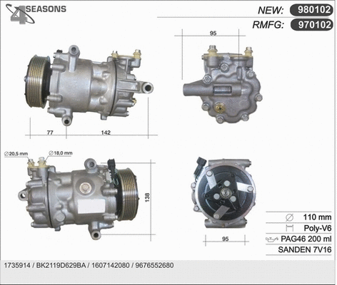 Compressor, air conditioning (970102)