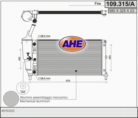 Radiator, engine cooling (109.315/A)