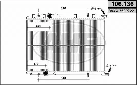Radiator, engine cooling (106.136)