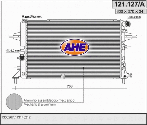 Radiator, engine cooling (121.127/A)