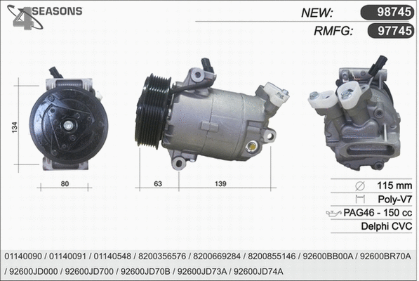 Compressor, air conditioning (97745)