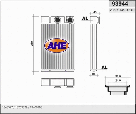 Heat Exchanger, interior heating (93944)