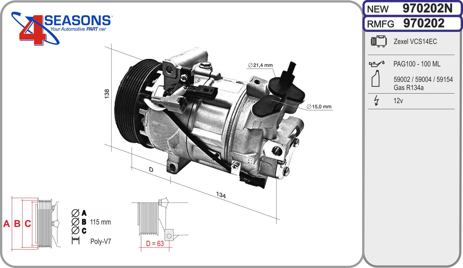 Compressor, air conditioning (970202N)