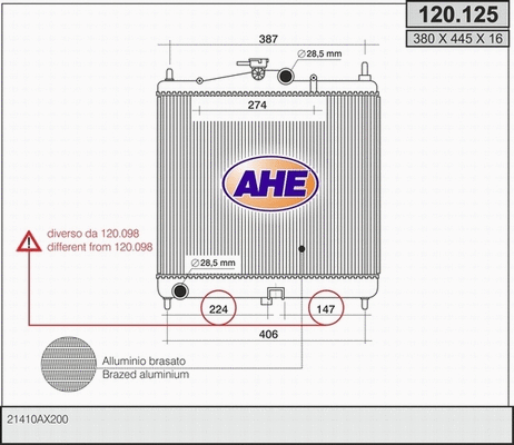 Radiator, engine cooling (120.125)