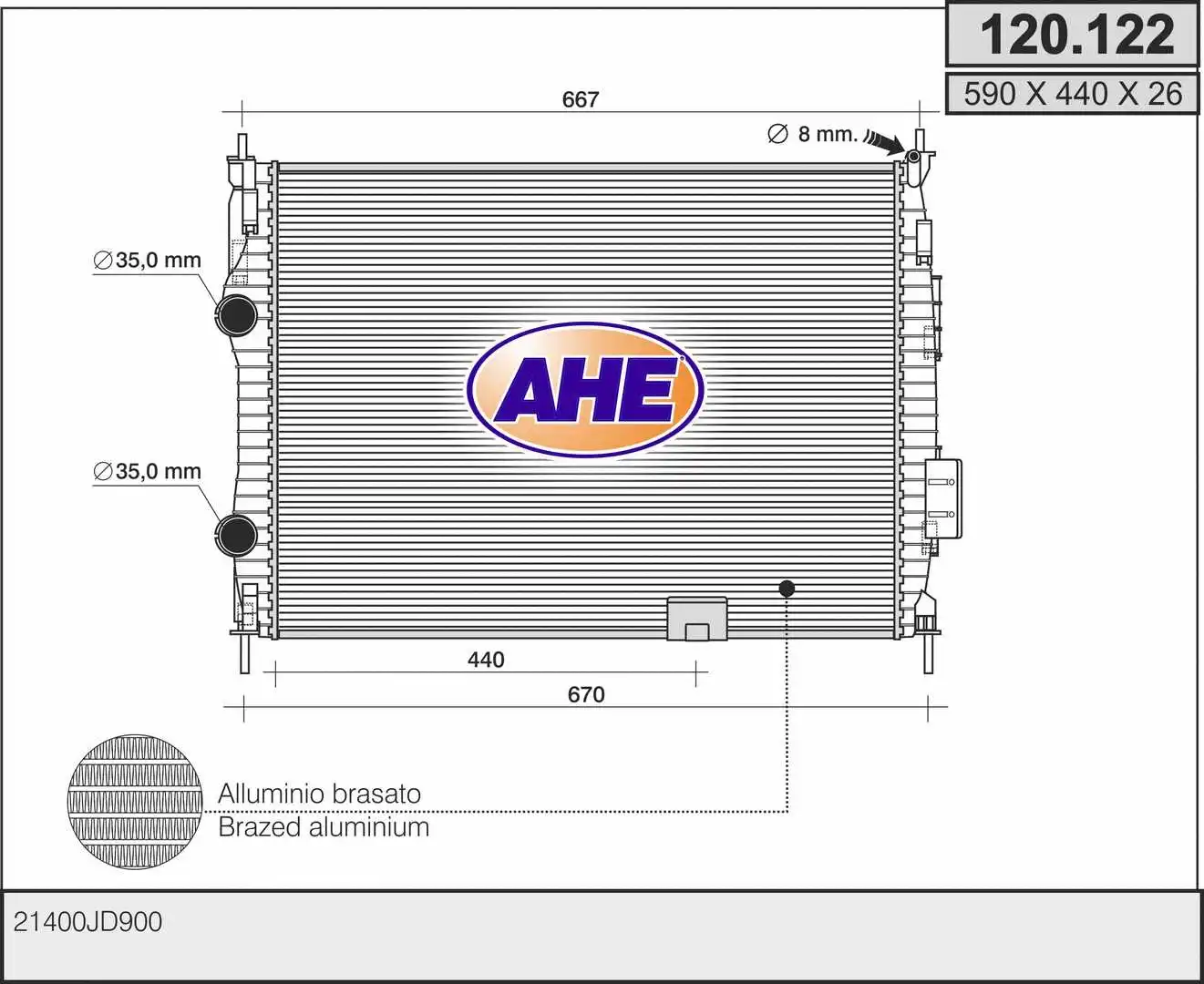 Radiator, engine cooling (120.122)