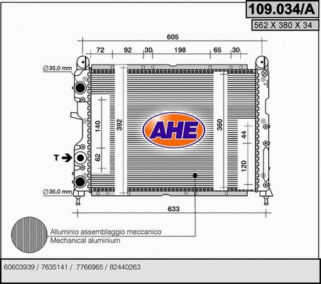 Radiator, engine cooling (109.034/A)