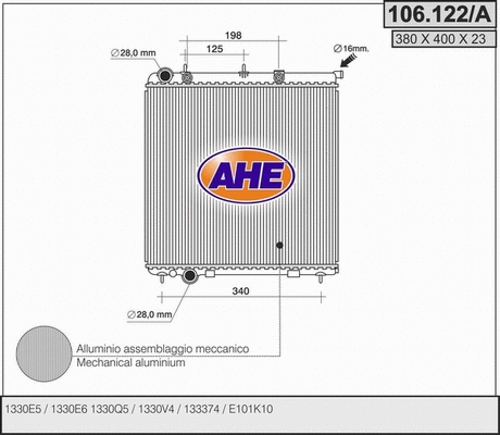 Radiator, engine cooling (106.122/A)