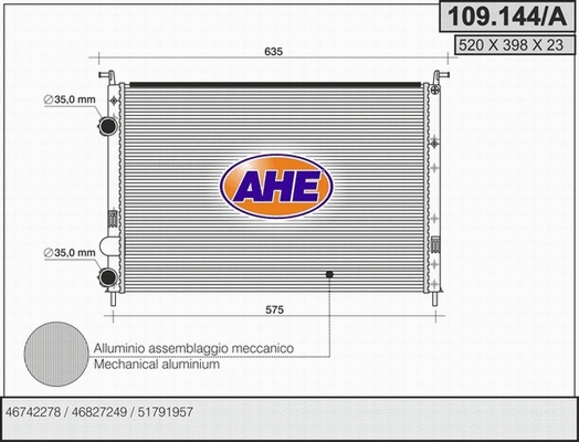 Radiator, engine cooling (109.144/A)