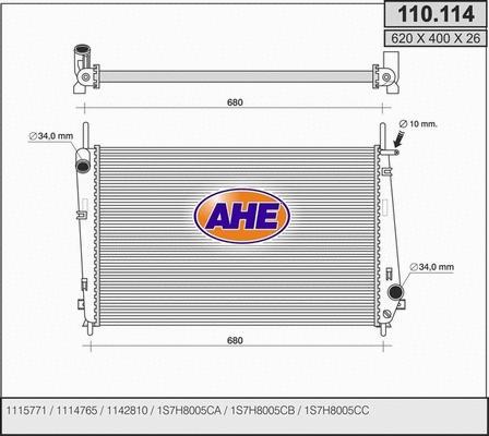 Radiator, engine cooling (110.114)