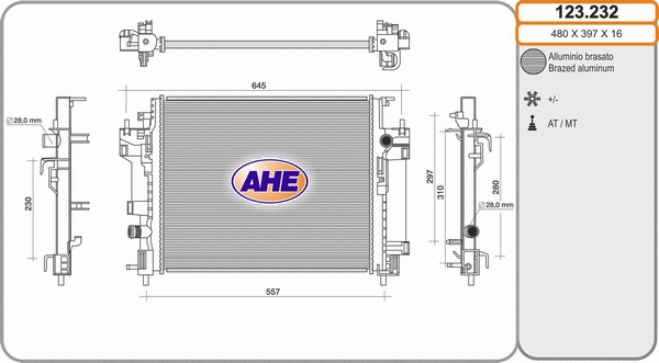 Radiator, engine cooling (123.232)