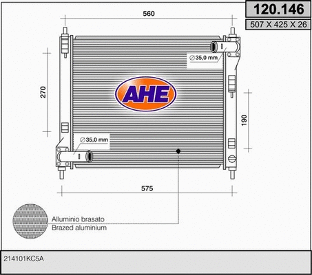Radiator, engine cooling (120.146)