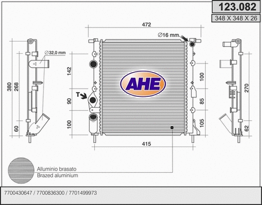 Radiator, engine cooling (123.082)