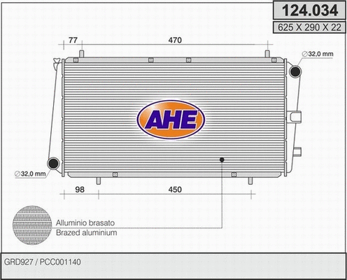 Radiator, engine cooling (124.034)