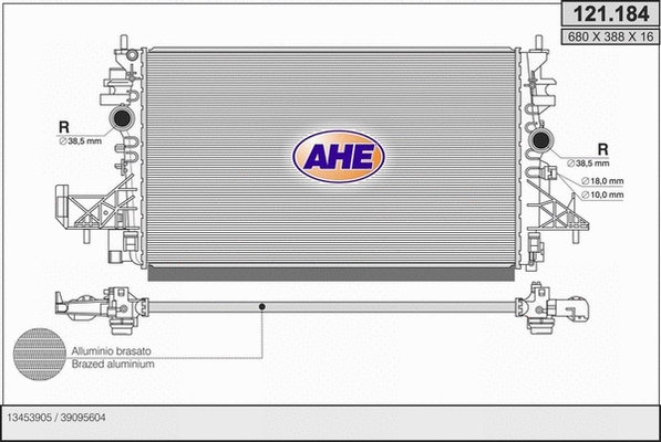 Radiator, engine cooling (121.184)