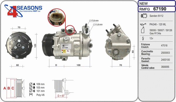 Compressor, air conditioning (67190)