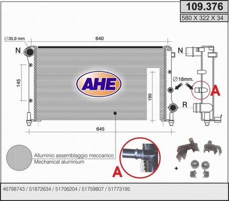 Radiator, engine cooling (109.376)