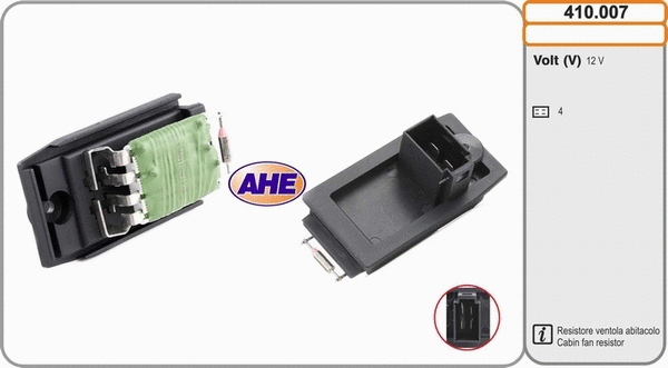 Series resistor, electric motor (radiator fan) (410.007)