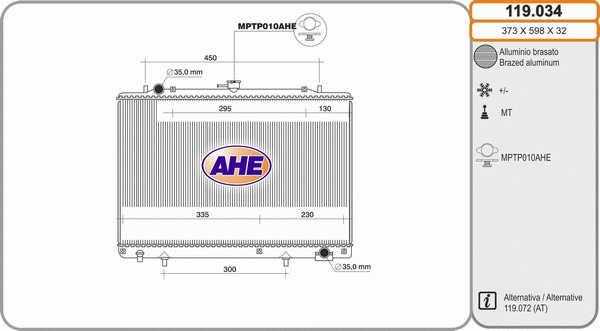 Radiator, engine cooling (119.034)