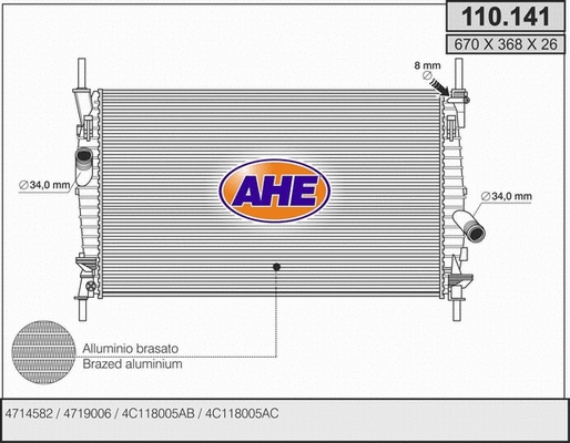 Radiator, engine cooling (110.141)
