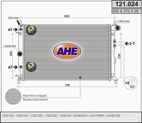 Radiator, engine cooling (121.024)