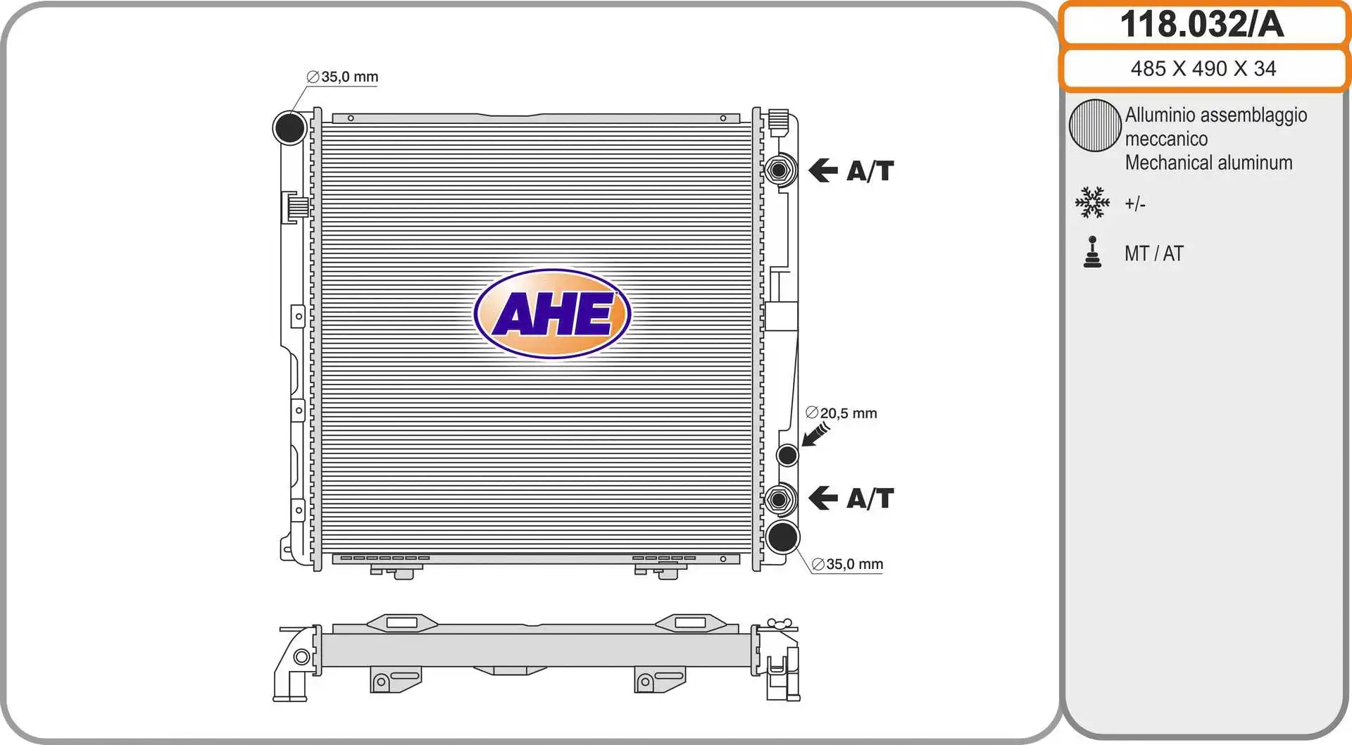 Radiator, engine cooling (118.032/A)