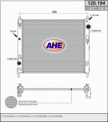 Radiator, engine cooling (120.194)