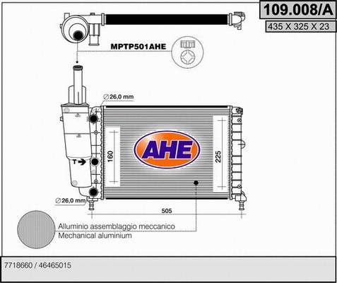 Radiator, engine cooling (109.008/A)
