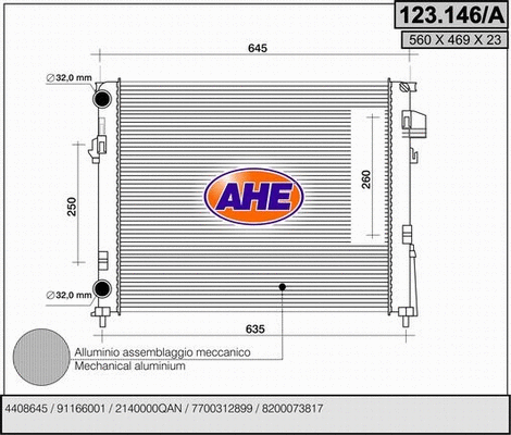 Radiator, engine cooling (123.146/A)