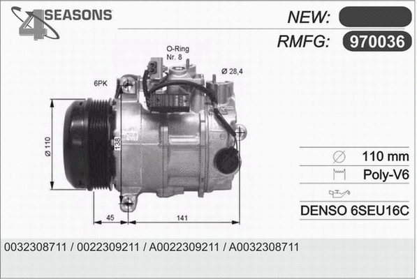 Compressor, air conditioning (970036)