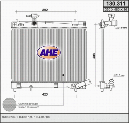Radiator, engine cooling (130.311)