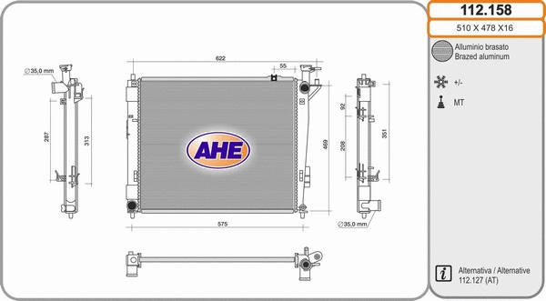 Radiator, engine cooling (112.158)