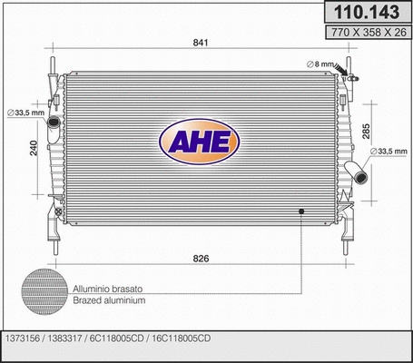 Radiator, engine cooling (110.143)