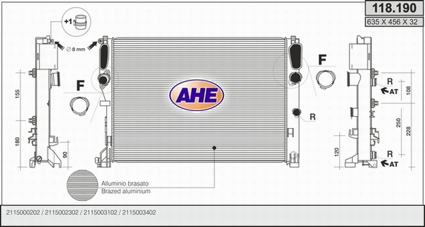 Radiator, engine cooling (118.190)