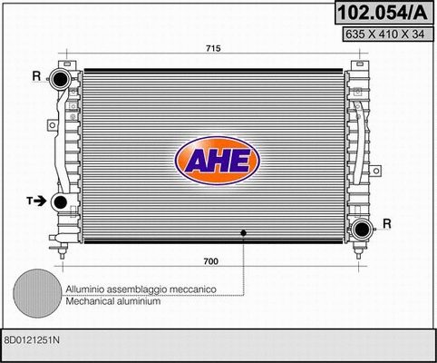 Radiator, engine cooling (102.054/A)
