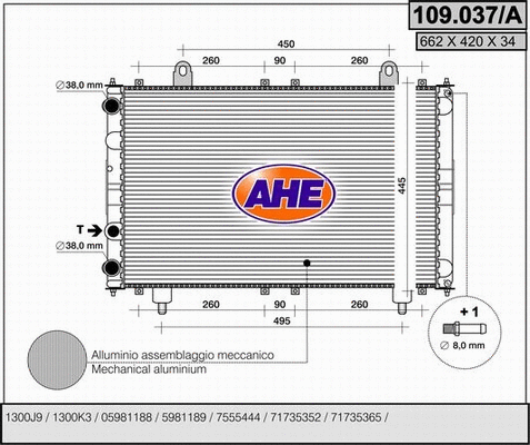Radiator, engine cooling (109.037/A)