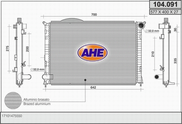 Radiator, engine cooling (104.091)