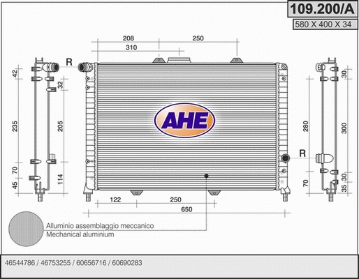 Radiator, engine cooling (109.200/A)