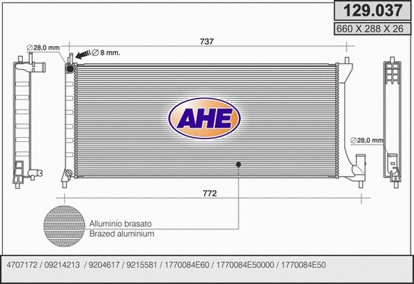 Radiator, engine cooling (129.037)
